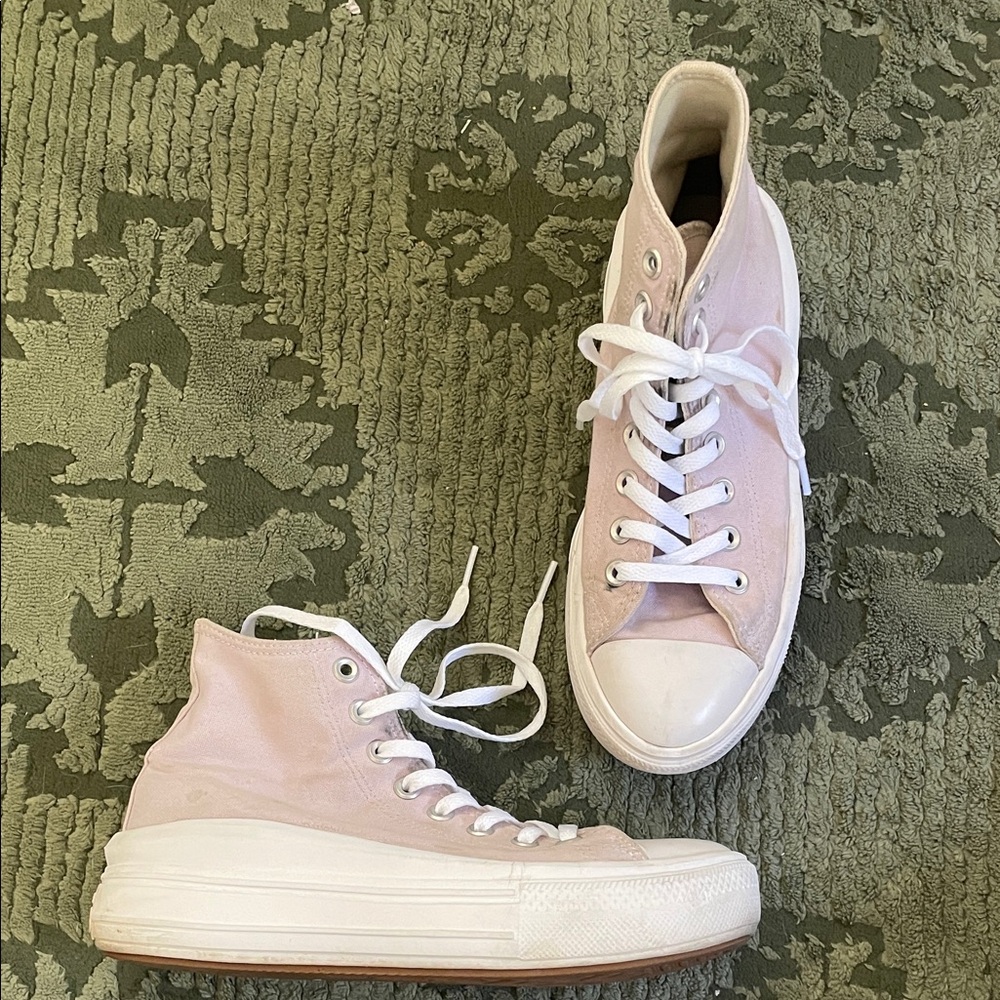 Lavender platform converse high tops